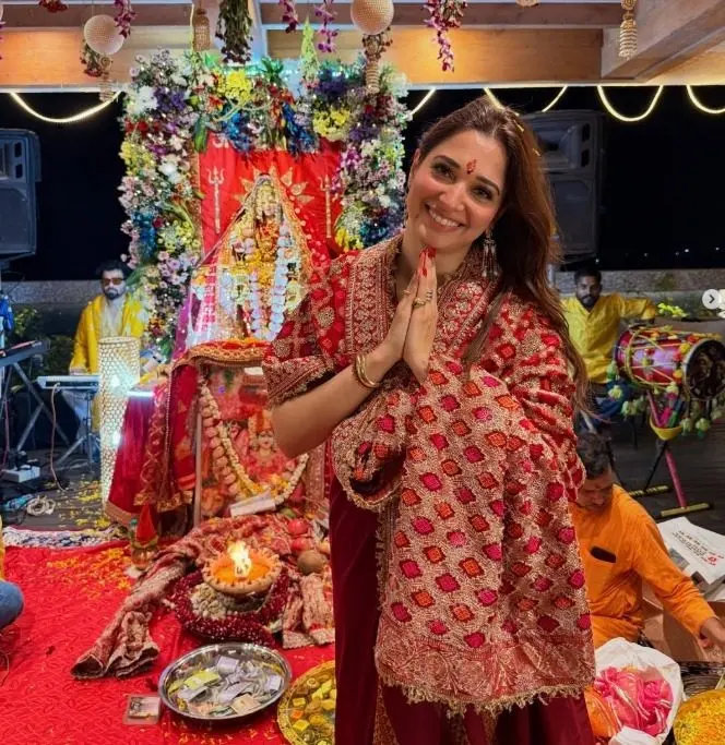 Tamannaah Bhatia hosts Mata Ki Chowki for Navratri 2026