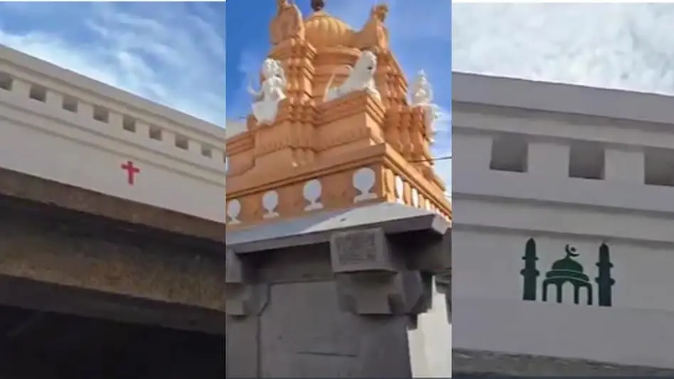 Karnataka temple wall drawings of cross, mosque spark FIR against caretaker, artist