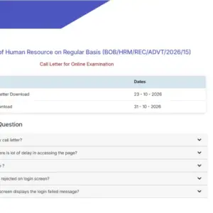 Bank of Baroda SO admit card out, exam on 1 November