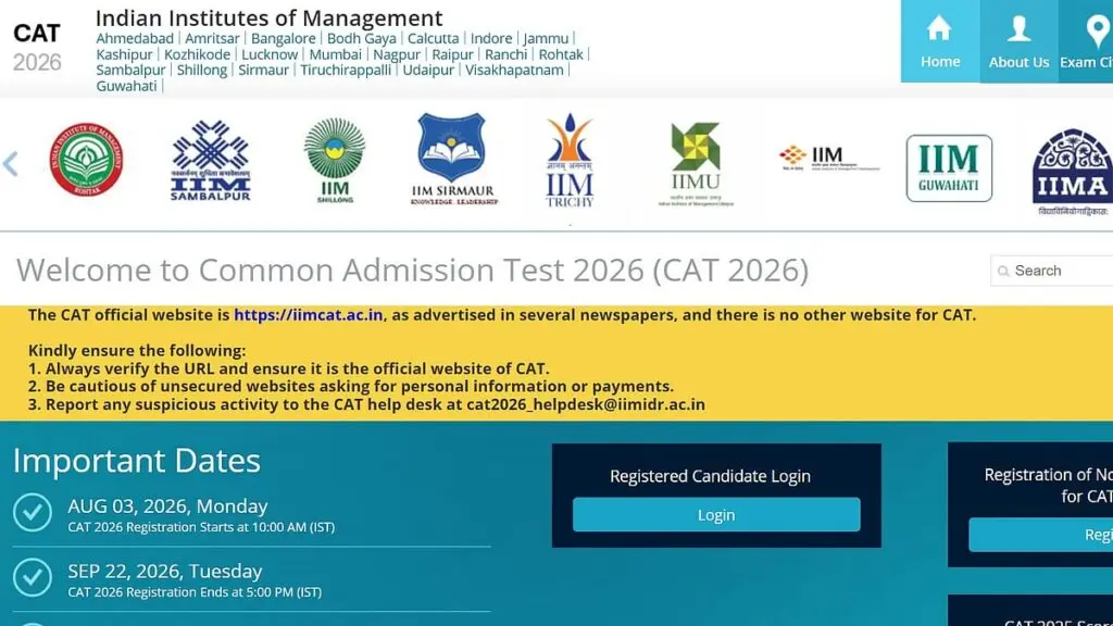 CAT 2026 correction window opens October 5 at iimcat.ac.in