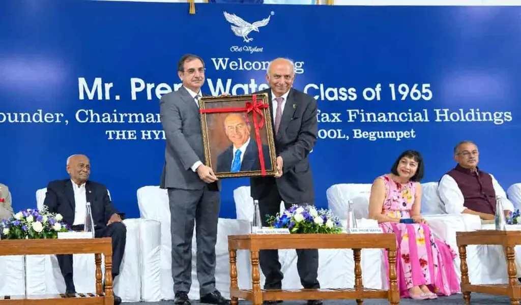 HPS felicitates alumnus Prem Watsa, lays junior block stone