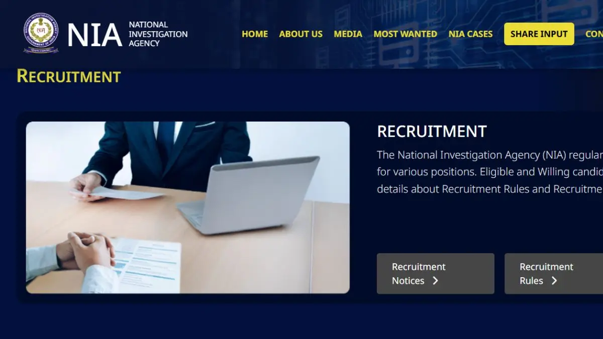 NIA opens recruitment for 168 deputation posts