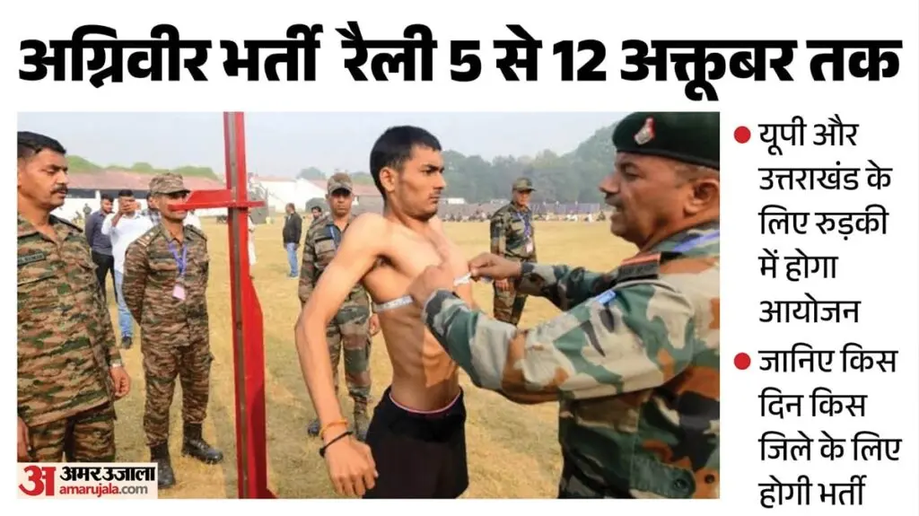 UP, Uttarakhand Agniveer recruitment rally from 5 Oct in Roorkee