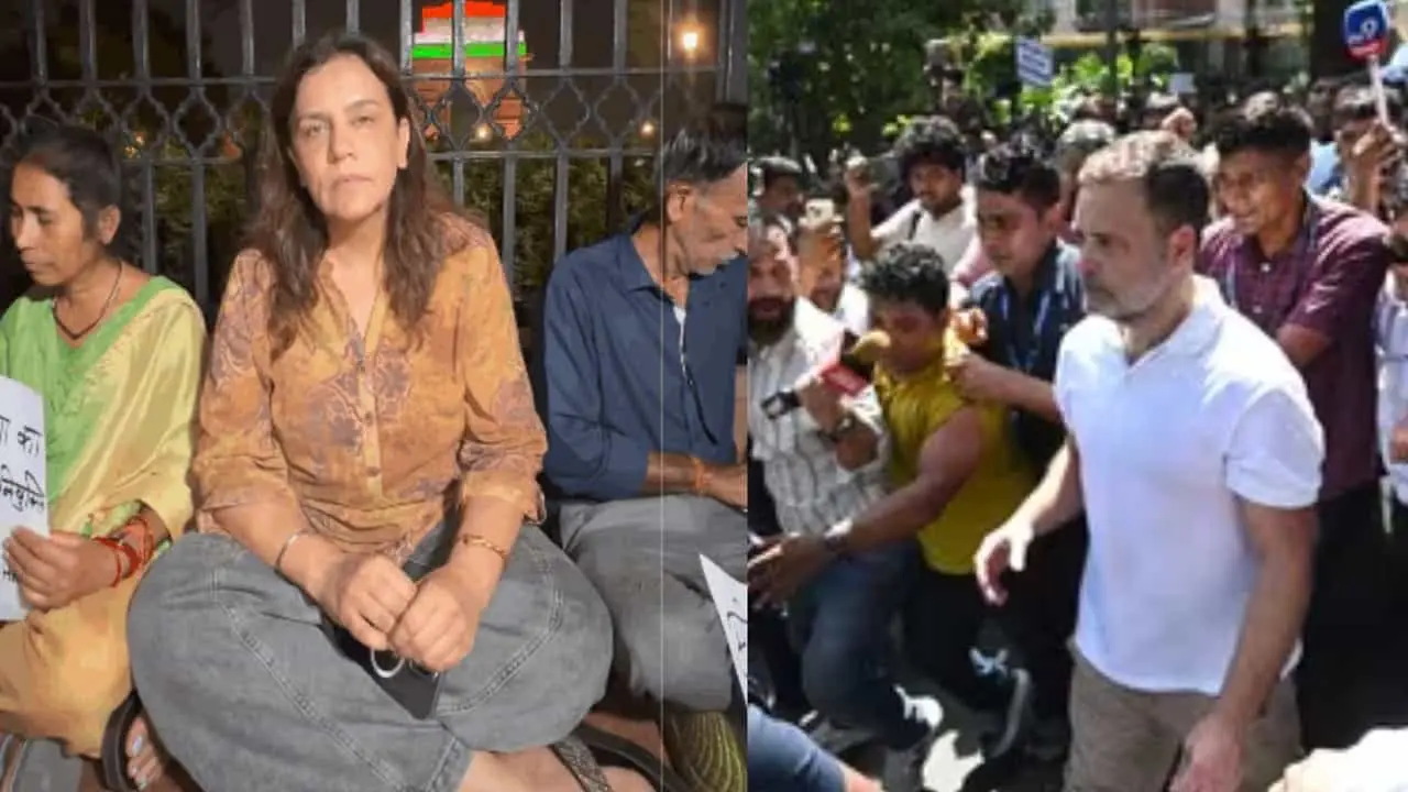 Rahul Gandhi meets Ankita Bhandari's parents at India Gate protest