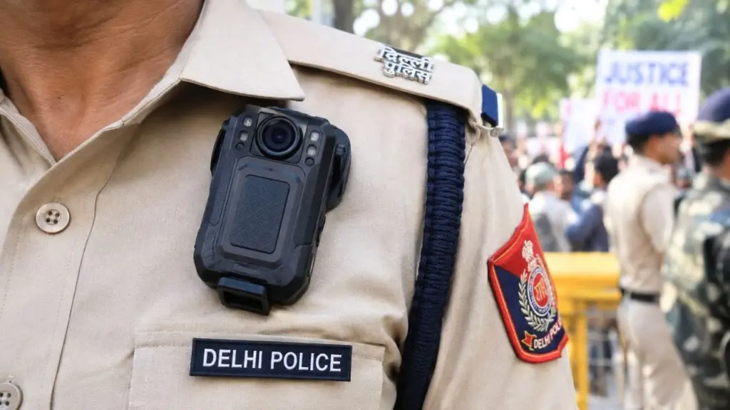Delhi Police use body cameras at CJP protest at Jantar Mantar