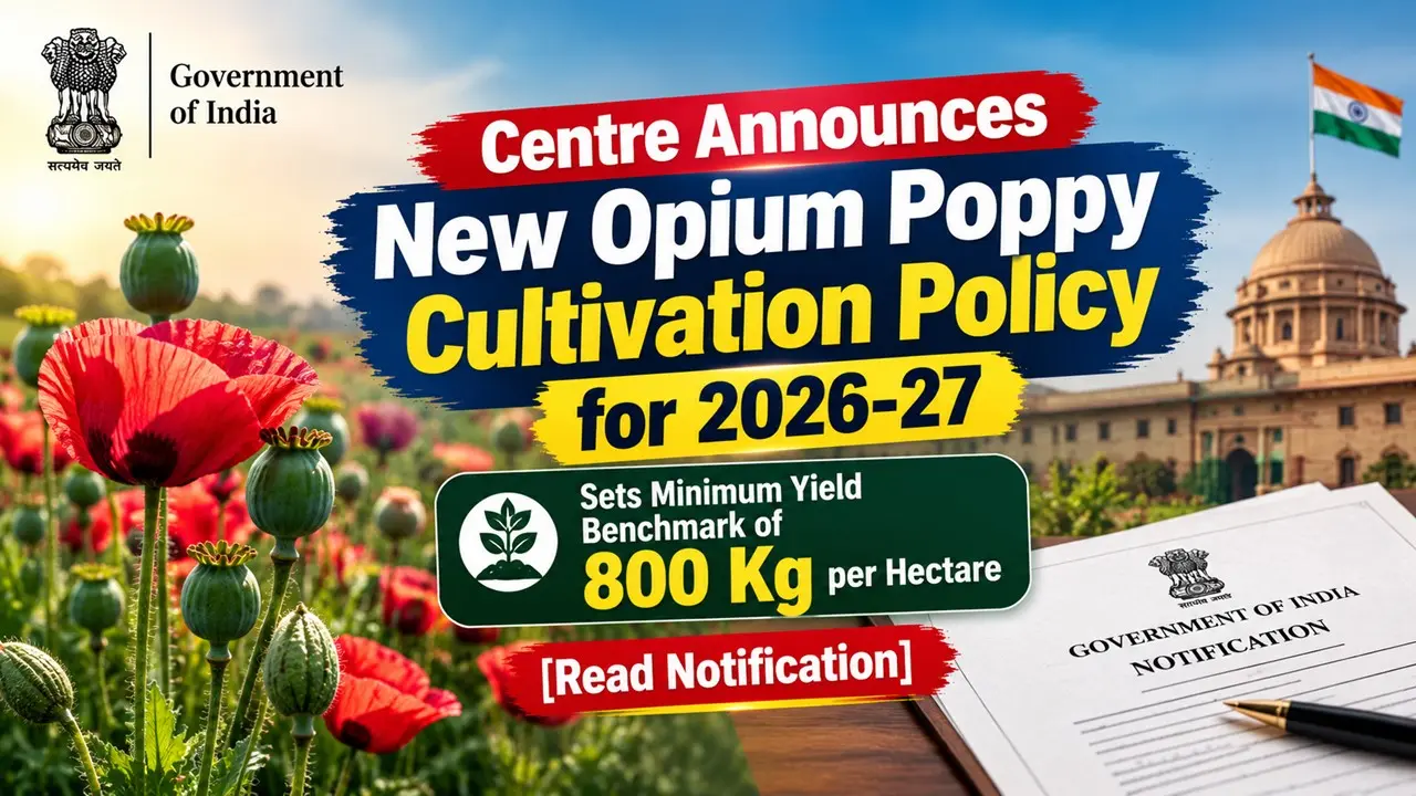Centre sets 800 kg per hectare opium poppy yield benchmark for 2026-27