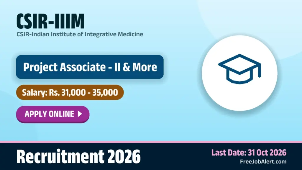 CSIR-IIIM invites applications for 2 project posts in Jammu