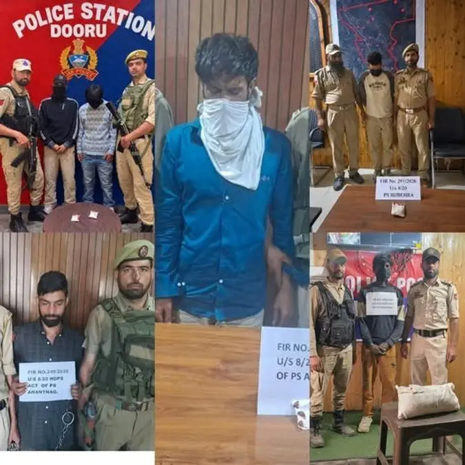 J-K Police arrest six, seize heroin and charas in twin district crackdown