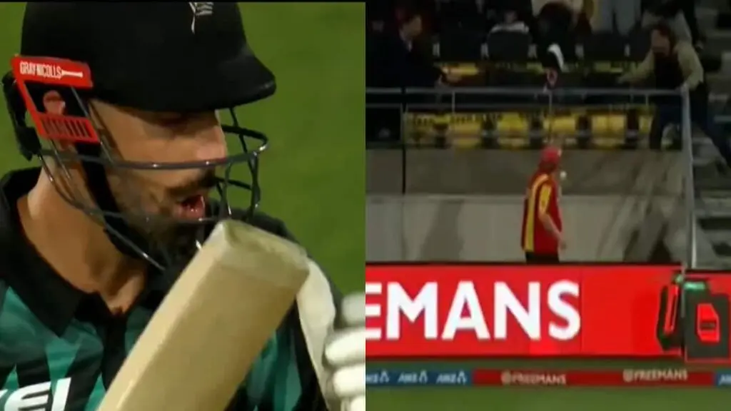 Daryl Mitchell's six nearly hits guard in India vs New Zealand T20I