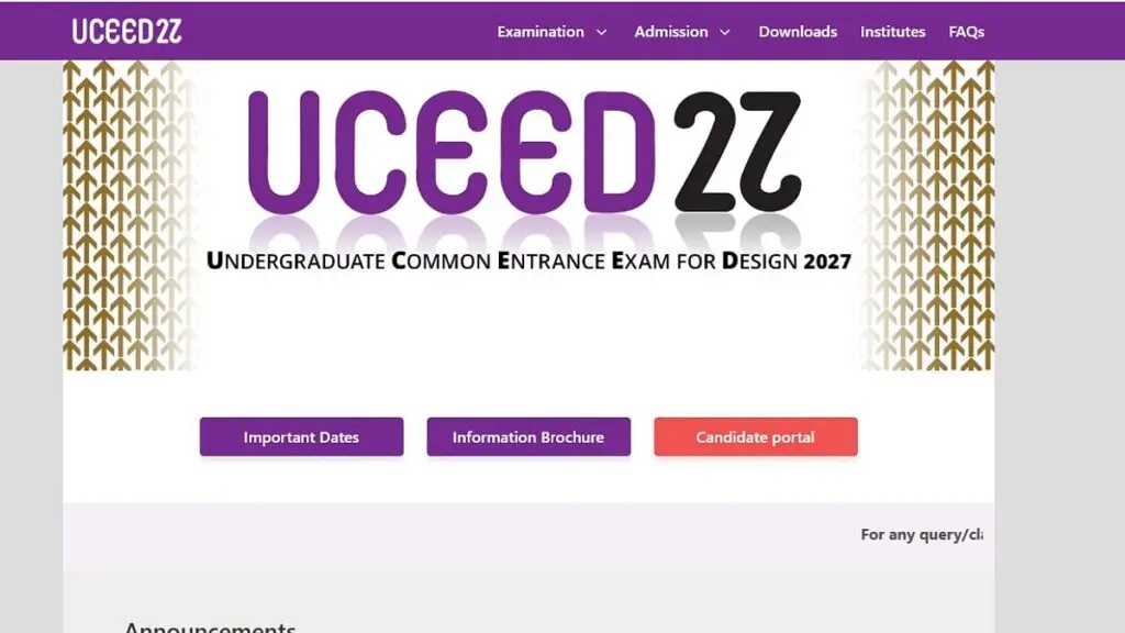 UCEED 2027 regular registration closes October 31, late window till November 6