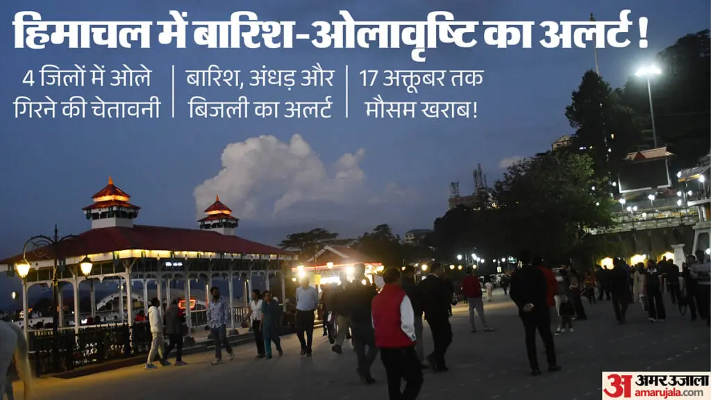 Himachal: Rain, hail yellow alert in four districts until 16 Oct