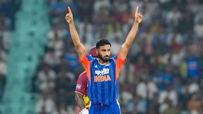 Naman Dhir takes 3/31 on T20I debut as India bowl out West Indies for 171