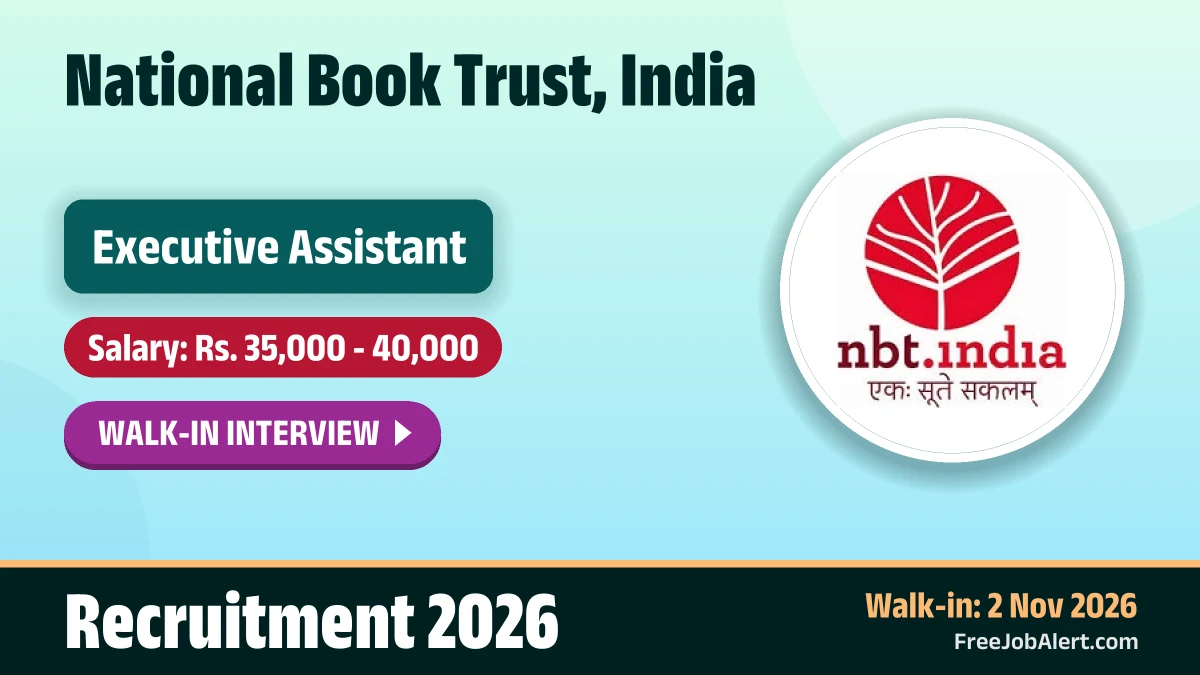 National Book Trust, India to hire one Executive Assistant via walk-in interview