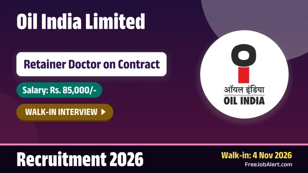 OIL to hire 2 retainer doctors via walk-in on 4 November