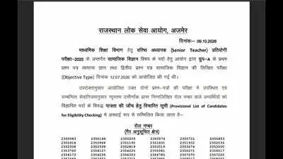 RPSC releases Senior Teacher Result 2026 for Hindi