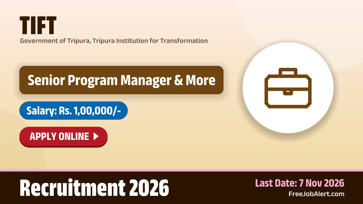 Tripura TIFT opens online applications for 5 contractual posts
