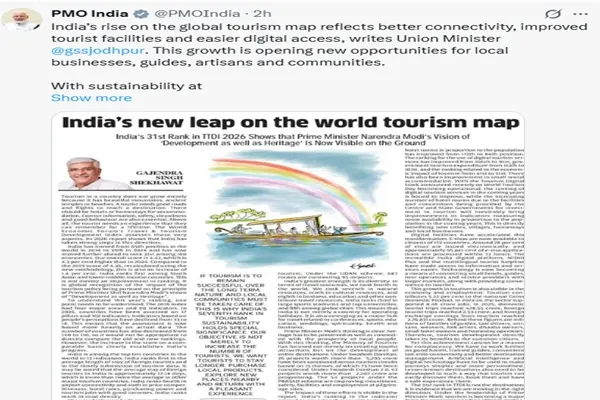 PM shares article on India's tourism growth