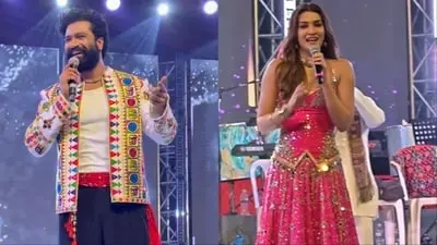 Vicky Kaushal, Kriti Sanon perform at Jamnagar Navratri